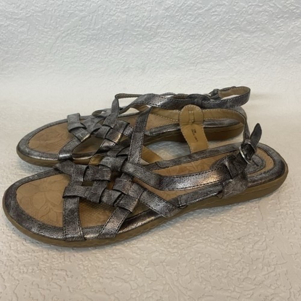 Born b.q.c Strappy Adjustable Buckle Flat Sandals Women 10M China Leather